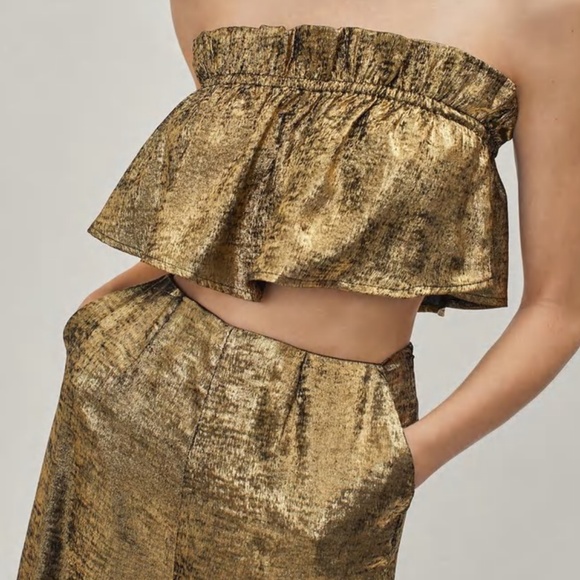 Nasty Gal Pants - NASTY GAL 2 PIECE GOLD PANTS TOP SZ 4